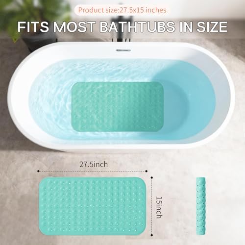 Anti-Slip Bathtub Shower Mat 28×15 Inch Turquoise Green - Image 3