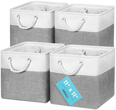 OrganiHaus 11x11 Cube Storage Bins, Rope Handles by OrganiHaus