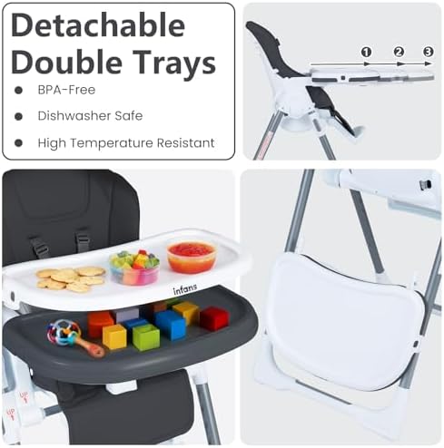 INFANS High Chair for Babies and Toddlers, Foldable Highchair - Image 4