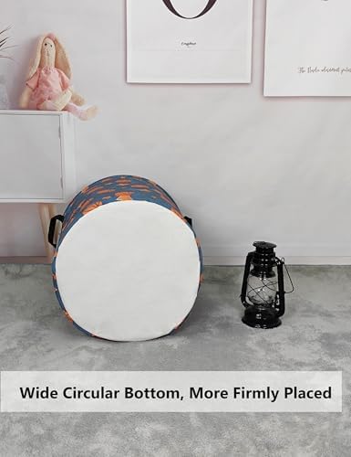 QUEENLALA Large Foldable Round Storage Basket Laundry Hamper, Basketball - Image 5