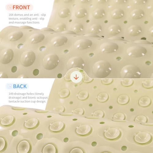 Anti-Slip Bathtub Shower Mat 21×21 Inch Opaque Khaki - Image 2