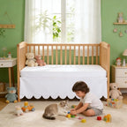 Shunjie.Home Scallop Edge Crib Skirt White, 100% Egyptian Cotton 400 Thread - Image 5