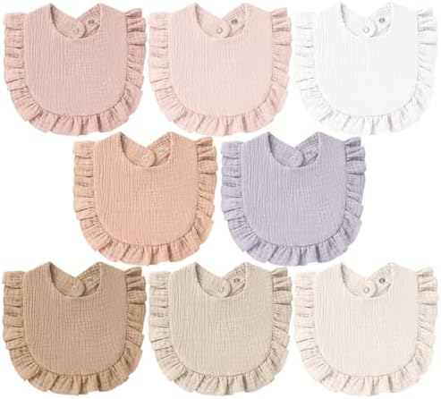 MairMore Muslin Baby Bibs, Ruffle Edge Drool Bibs by MairMore