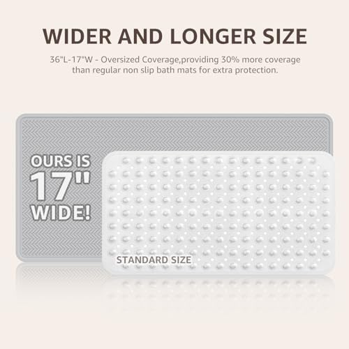 OTHWAY Bathtub Mat Non Slip, Extra Long Rubber Bath Mat - Image 2