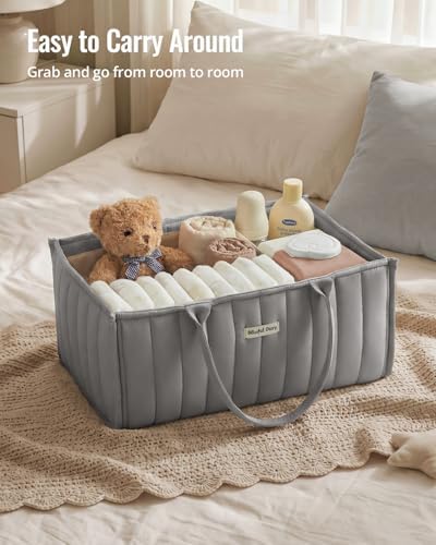Blissful Diary Baby Diaper Caddy Organizer, Nursery Storage, Light Gray - Image 5