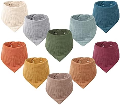 Konssy 10 Pack Baby Muslin Bandana Bibs by Konssy