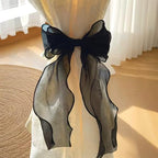 2 Pack French Silky Bow Curtain Tiebacks, Elegant Lace Ribbon - Image 2