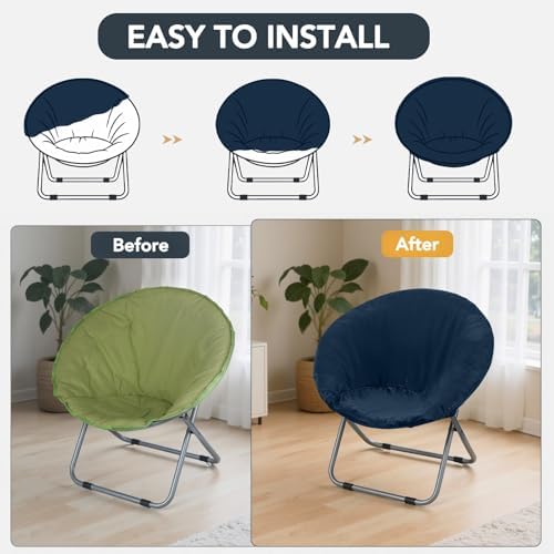 Velvet Stretch Saucer Chair Cover, Round Moon Chair Cover - Image 5