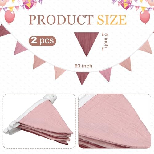 Oudain 2 Pcs Pennant Banner Flags Nursery Garland Triangle - Image 2