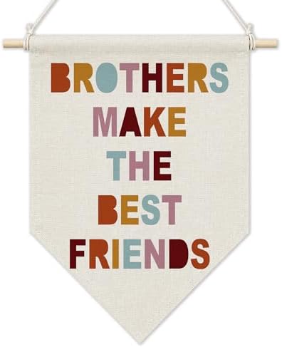 KYTWSFWS Boy Nursery Wall Art Pennant Flag, Brothers Make The Best Friends Wall by Unknown