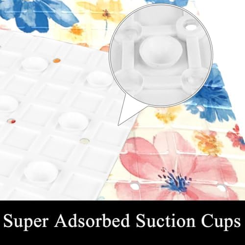 Shower Mat Non Slip 26.8 x 15.1 Inches, Watercolor Florals Bathtub Mat Shower - Image 3