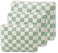 3 Pack Diaper Bag Set Quilted Cotton Green Checkered Diaper Pouches by Locmeo