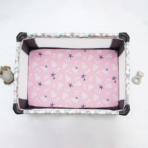 PHF 3 Pack Soft Mini Crib Sheets, Mermaid Silky Pack N Play Sheets - Image 3