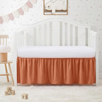 SiinvdaBZX Rust Orange Crib Skirt Dust Ruffle, Microfiber Crib Bed Skirt - Image 2