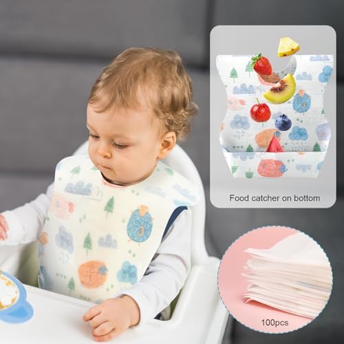 Shinymoon 100 Pcs Disposable Baby Bibs Individually Wrapped - Image 2