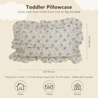 BuLuTu Blue Floral Muslin Toddler Pillowcase, Freesia Pattern - Image 2