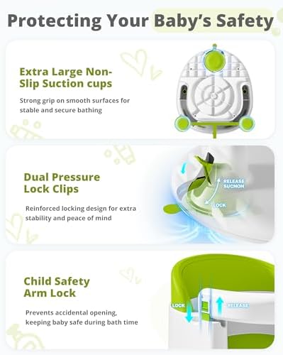 ONTHEWEI Baby Bath Seats for Babies Sitting Up, Non-Slip Baby Bathtub - Image 3