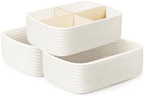 3 Pack Small Baskets for Organizing, Woven Storage Baskets for Shelves by AisslroDirect