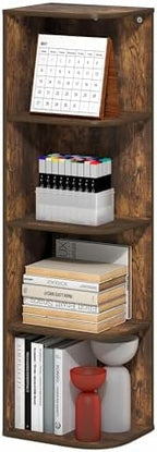 Furinno PASIR Book Shelf, 4-Tier Corner Bookshelf by Furinno-FitsYourSpaceFitsYourBudget