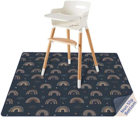 Blissful Diary Baby Splat Mat for Under High Chair, 50.4 x 50.4 Inch Wipeable by BlissfulDiary