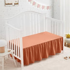 SiinvdaBZX Rust Orange Crib Skirt Dust Ruffle, Microfiber Crib Bed Skirt - Image 3