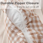 2 Pack Taupe White Gingham Ruffle Throw Pillow Covers 18''x18'' - Image 4