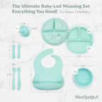 WeeSprout Baby Led Weaning Bundle, Silicone Suction Bowl, Bib & Cup, Develops - Image 2