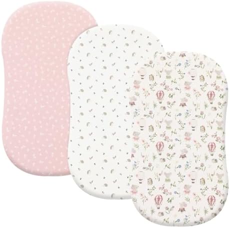PHF 3 Pack Soft Bassinet Sheets, Floral & Animal Breathable Comfy Cradle Sheets by PHF
