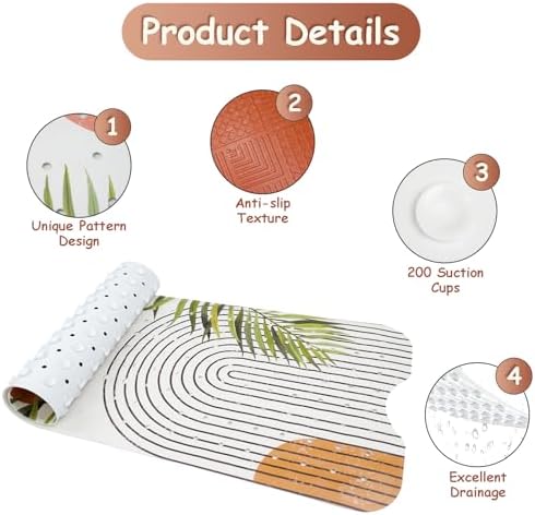Bathtub Mat Non Slip, Bohemia Extra Long Bath tub Mat Shower Floor Mat - Image 3
