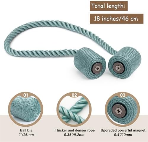 Hion Magnetic Curtain Tiebacks Blue 6pcs, Curtain Holdbacks Hooks Holders - Image 2