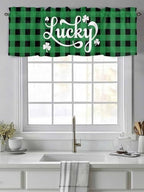 St. Patrick's Day Buffalo Plaid Kitchen Curtains Valances - Image 2