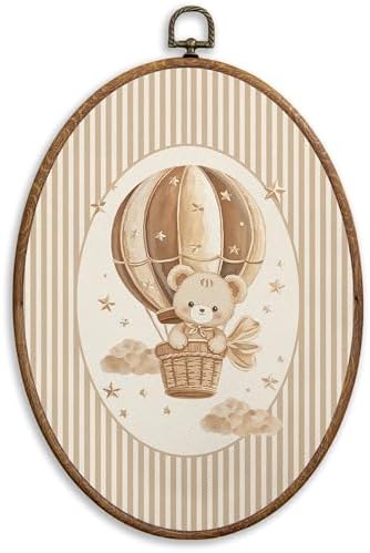 SONMYSULIL Bear Hot Air Balloon Nursery Wall Art Decor, Kids Room Oval Wall by Unknown