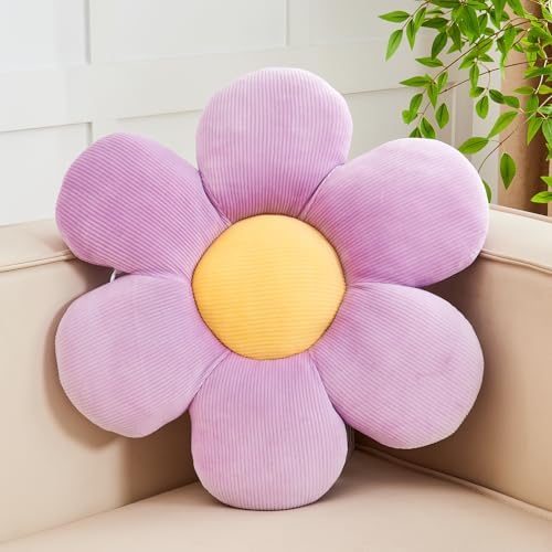 Kcvvcr Purple Flower Pillow, 14.9" Cute Flower Shaped Floor Pillow, Aesthetic by Kcvvcr