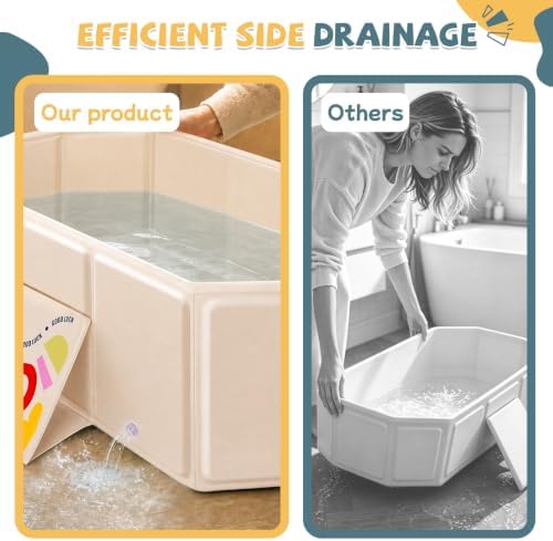 Orzbow Toddler Bathtub with Side Drain Plug, Portable - Image 4