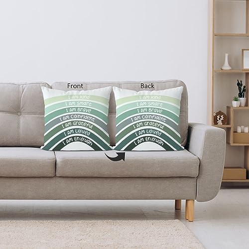 QIYUHOY Boho Sage Eucalyptus Green Rainbow Classroom Throw Pillow Covers - Image 7