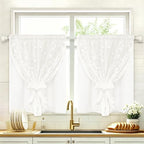 ASPMIZ White Kitchen Curtains 36 Inch Double Layer Kitchen Window Curtains by ASPMIZ
