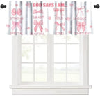 Rose Pink Bow Valance Curtain, God Says I Am Inspirational Quotes Pink Heart - Image 6