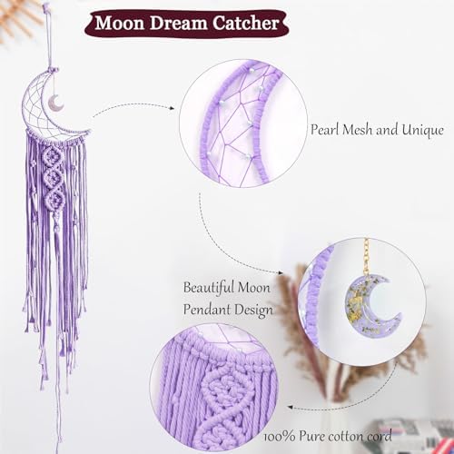 Moon Star Dream Catcher Decor, Macrame Wall Hanging Boho Home Decor - Image 3