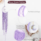 Moon Star Dream Catcher Decor, Macrame Wall Hanging Boho Home Decor - Image 3