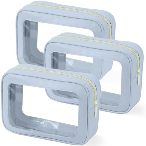 YOPCDJ 3PCS Clear Toiletry Bag, TSA Approved Travel Pouch by YOPCDJ