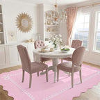 Garvee Scalloped Bow Rug Pink Washable Solid 3x5 Area Rugs - Image 4