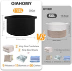 OIAHOMY 115L Extra Large Blanket Basket Living Room Laundry Basket Black - Image 2