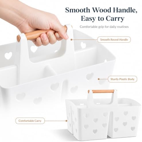 White Portable Shower Caddy, Plastic Basket Organizer - Image 4