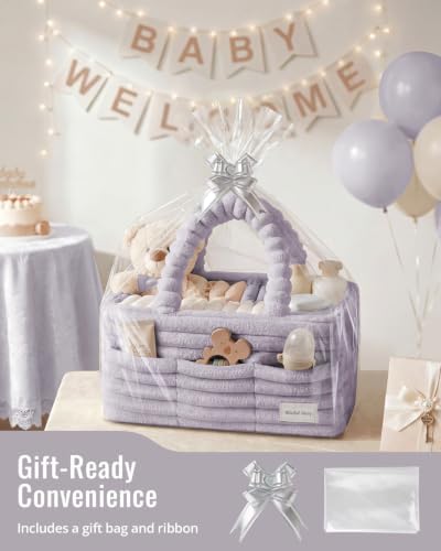 Blissful Diary Flannel Diaper Caddy Organizer & Gift Packaging, Light Purple - Image 6