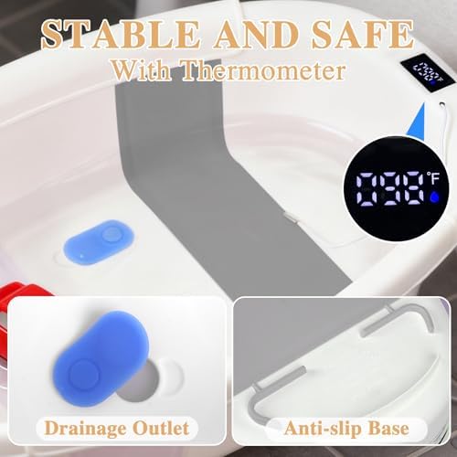 Baby Bathtub, Baby Tub with Thermometer & Soft Cushion, Collapsible Baby - Image 5