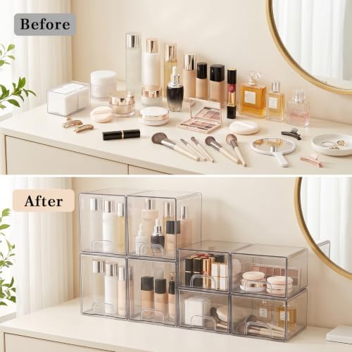 Clear Stackable Storage Drawers: Acrylic Organizer Bins 8 Pack - Image 6