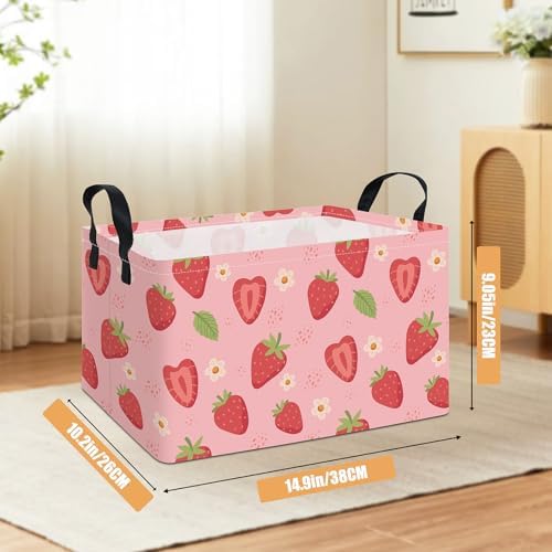Rectangular Collapsible Storage Basket Toy Organizer Flower Strawberry - Image 2