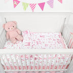 Floral Crib Bedding Set for Girls, 4 Pieces Pink Baby Nursery Bedding Set for - Image 5