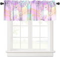 Fantasy Unicorn Valance Curtain, Fairy Tale Flowers Pink Blue Purple Rainbow by JanJCurt