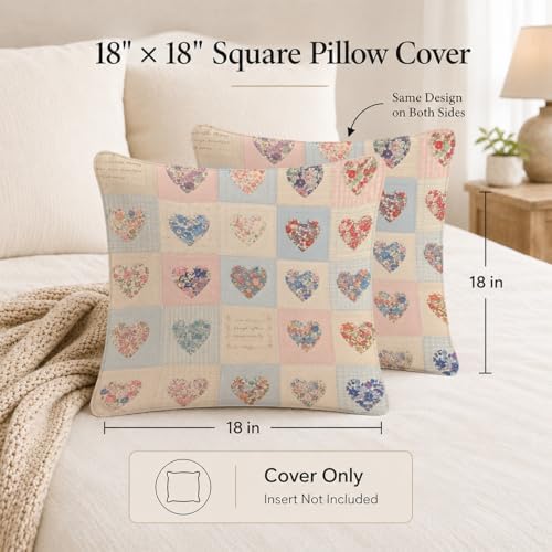Vintage Coquette Floral Heart Throw Pillow Cover 18x18 - Image 6